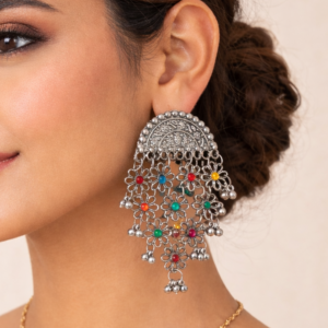 Bohemian Oxidized Floral Earrings for Festive Wear