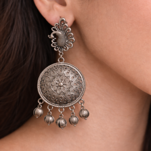 Antique Finish Circular Dangler Earrings for Women