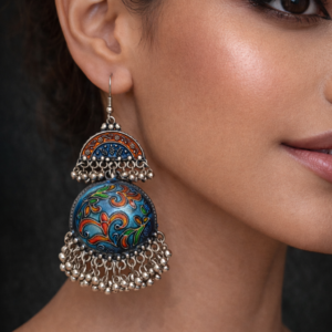 Artisan Enamel Work Oxidized Dangler