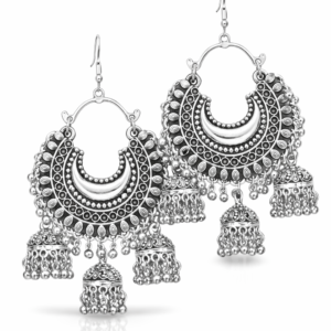 Traditional Multi-Jhumka Oxidized Chandbali Earrings