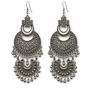 Boho Tribal Oxidised Statement Long Earrings